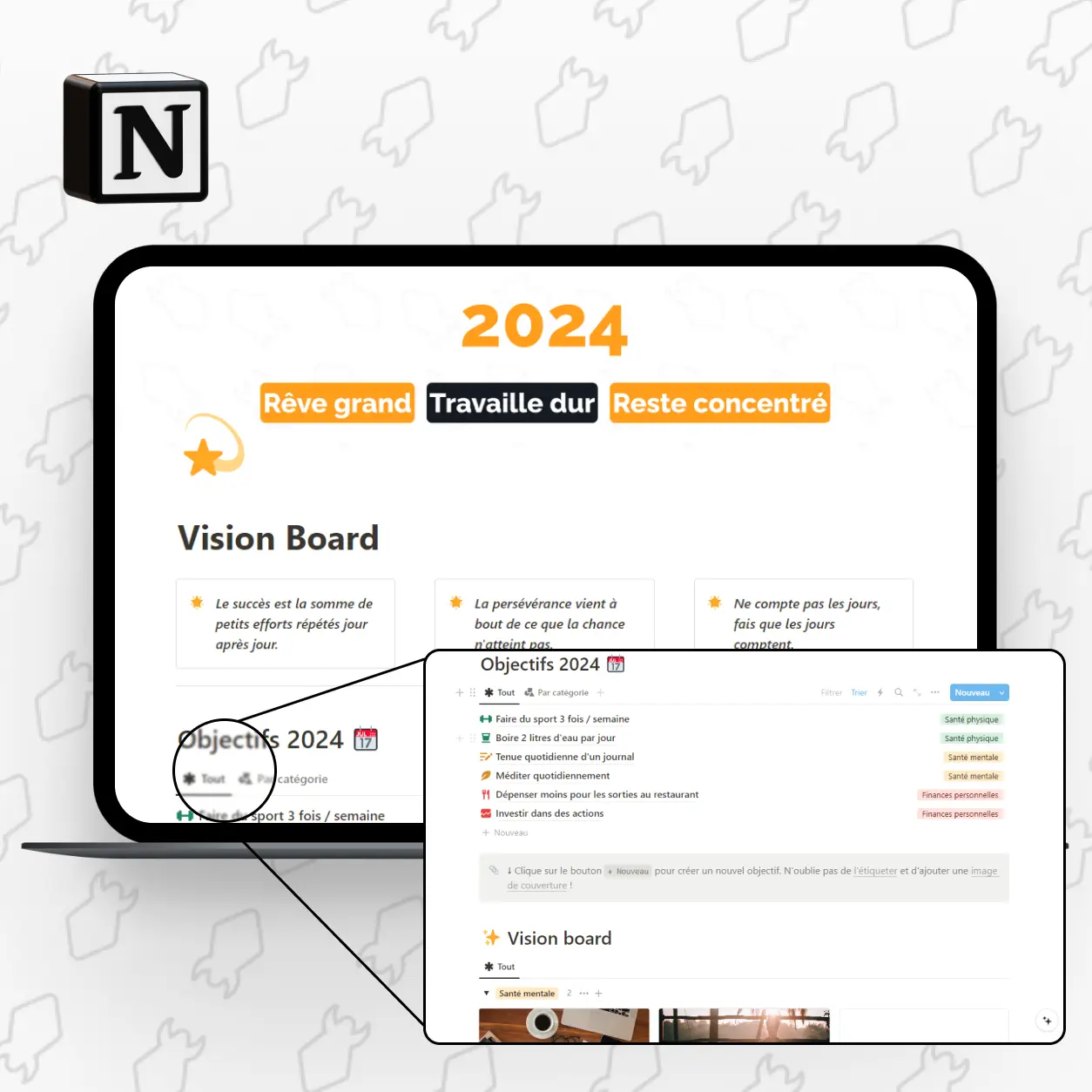 Template Notion - Vision Board 2024