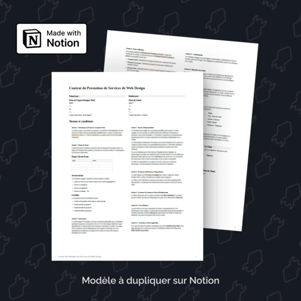 Template Notion Contrat Web Design