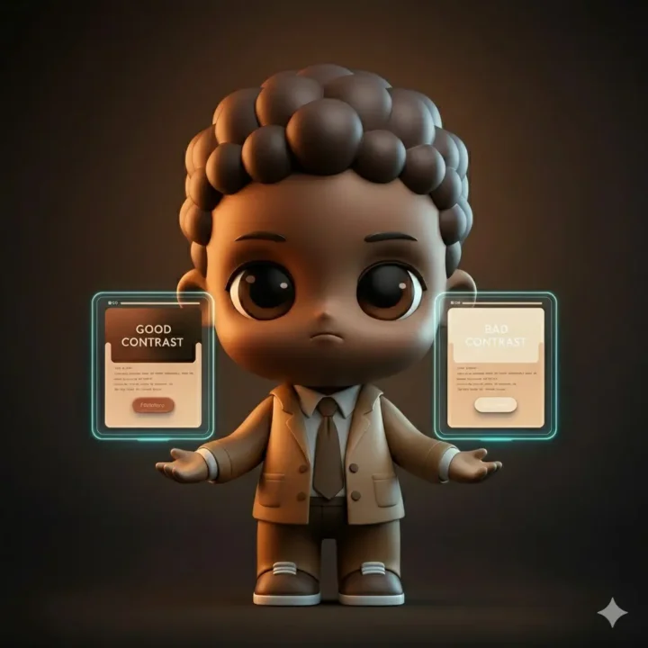 Exemple de bon vs mauvais contraste Exemple de bon vs mauvais contraste de couleur sur une interface