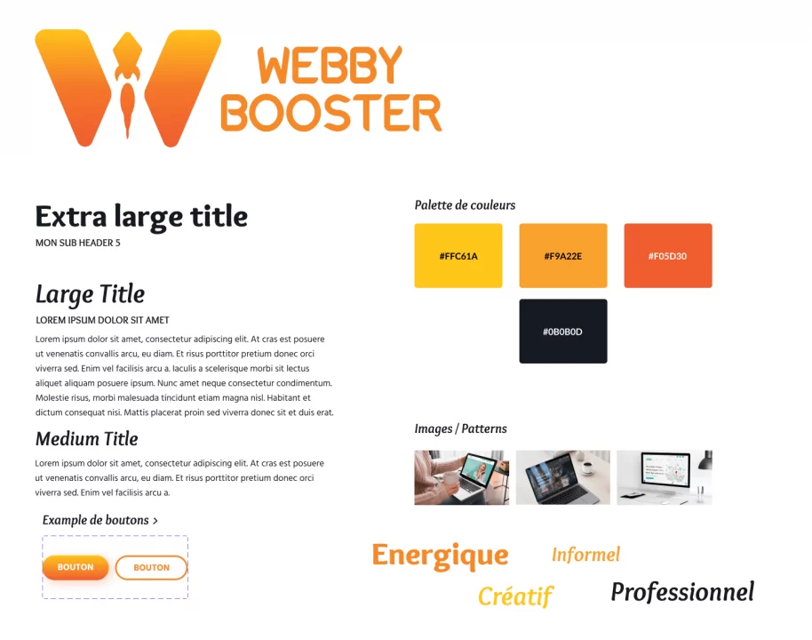 Charte graphique de webby booster
